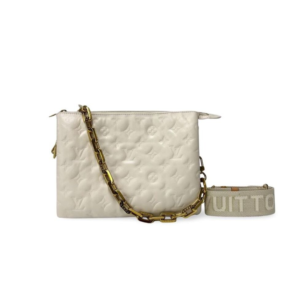 Louis Vuitton Coussin Monogram Embossed Lambskin White Leather Handbag